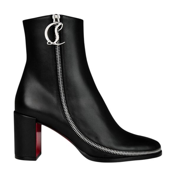 Christian Louboutin CL Zip 70 Calf Leather Ankle Boots Black Size 40 - Picture 1 of 16